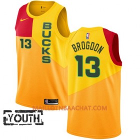 Maillot NBA Milwaukee Bucks Malcolm Brogdon 13 2018-19 Nike City Edition Jaune Swingman - Enfant